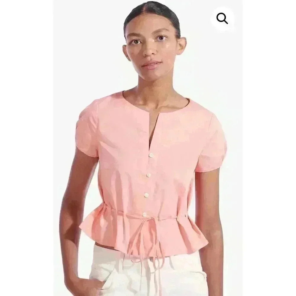 New NWT Staud Jules Top, Grapefruit Sz L Retails $225.00 - Picture 3 of 4